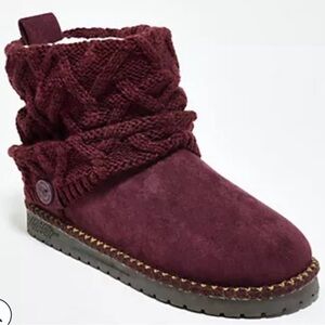 Muk Luks Women's Burgundy Knit Boots
